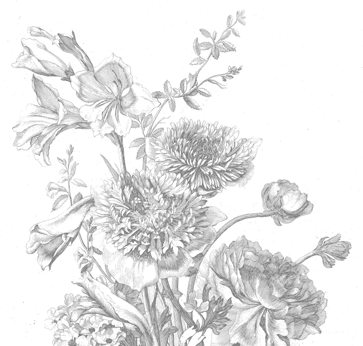 Wandbild Engraved Flowers 2 - L