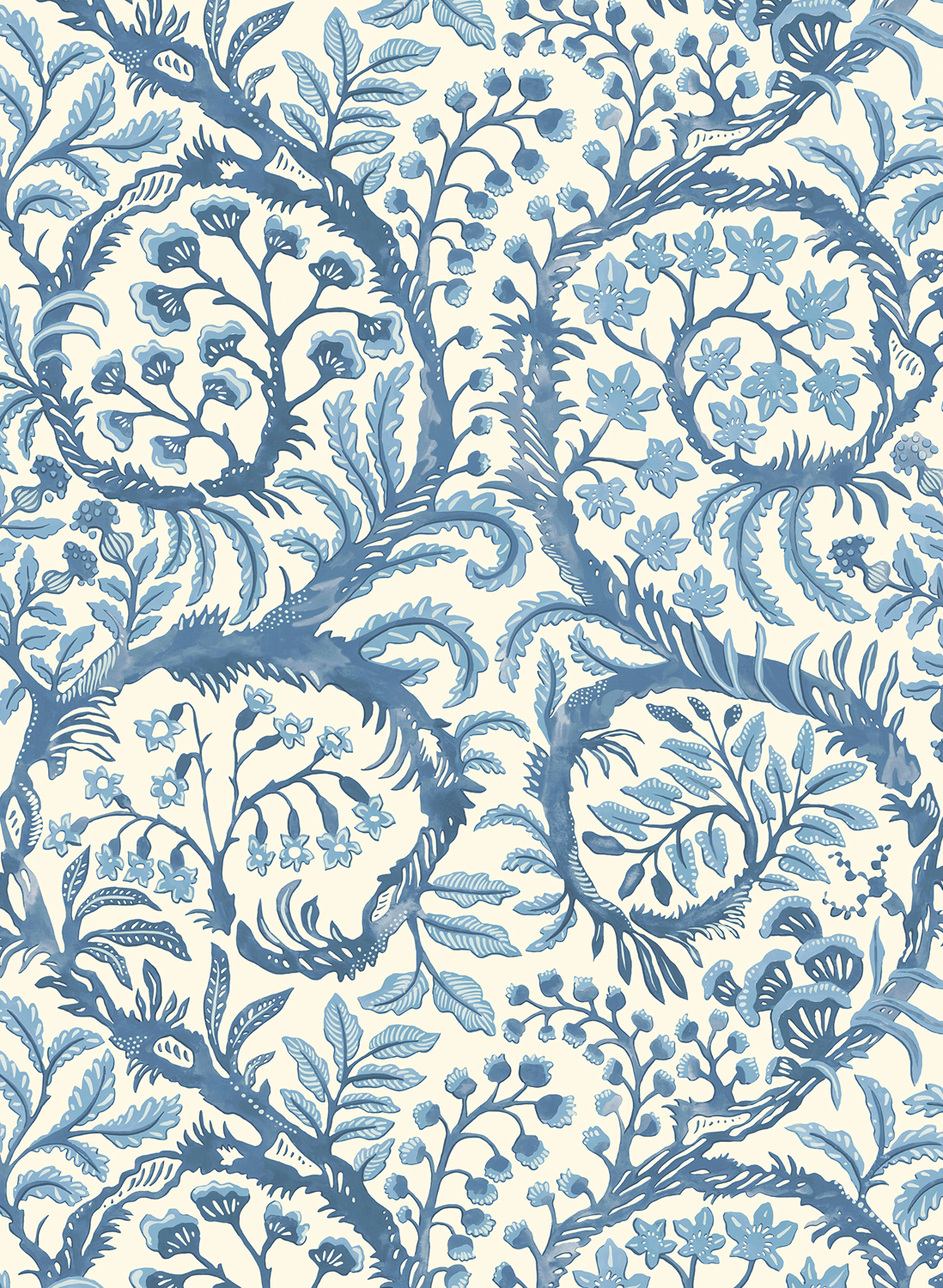 Tapete Butterrow - Bright Blue and White