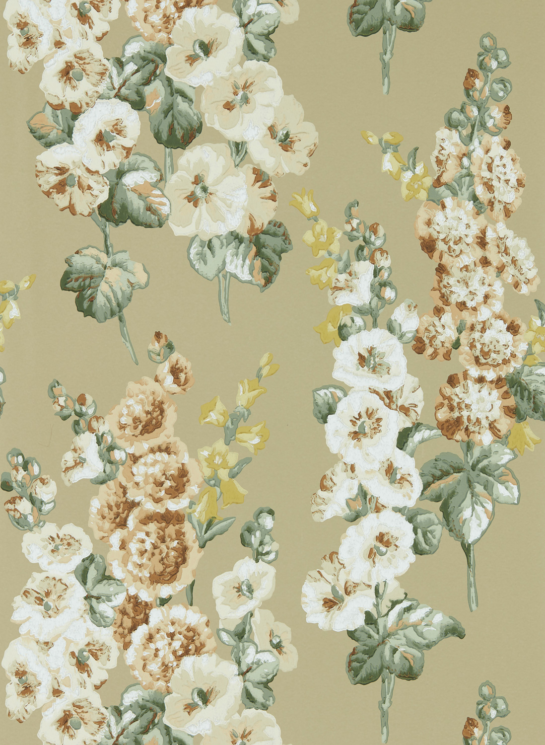 Tapete Hollyhocks - Gold Metallic/ Tan