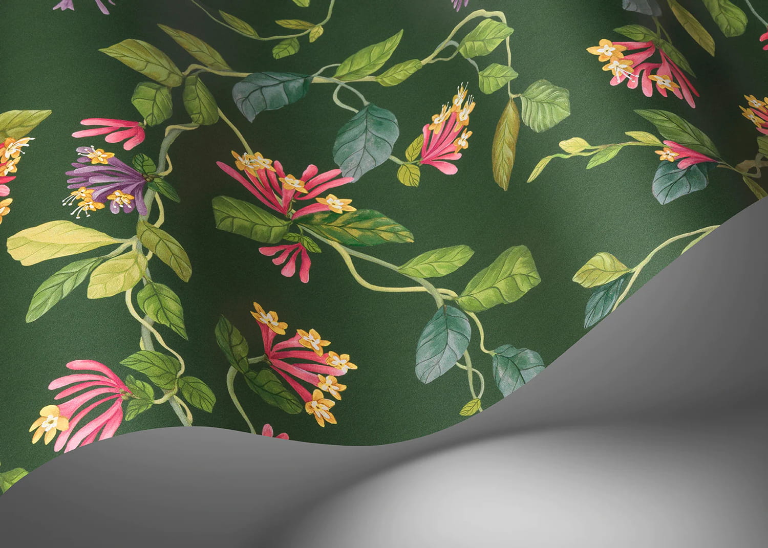 Tapete Flora - Fuchsia on Racing Green