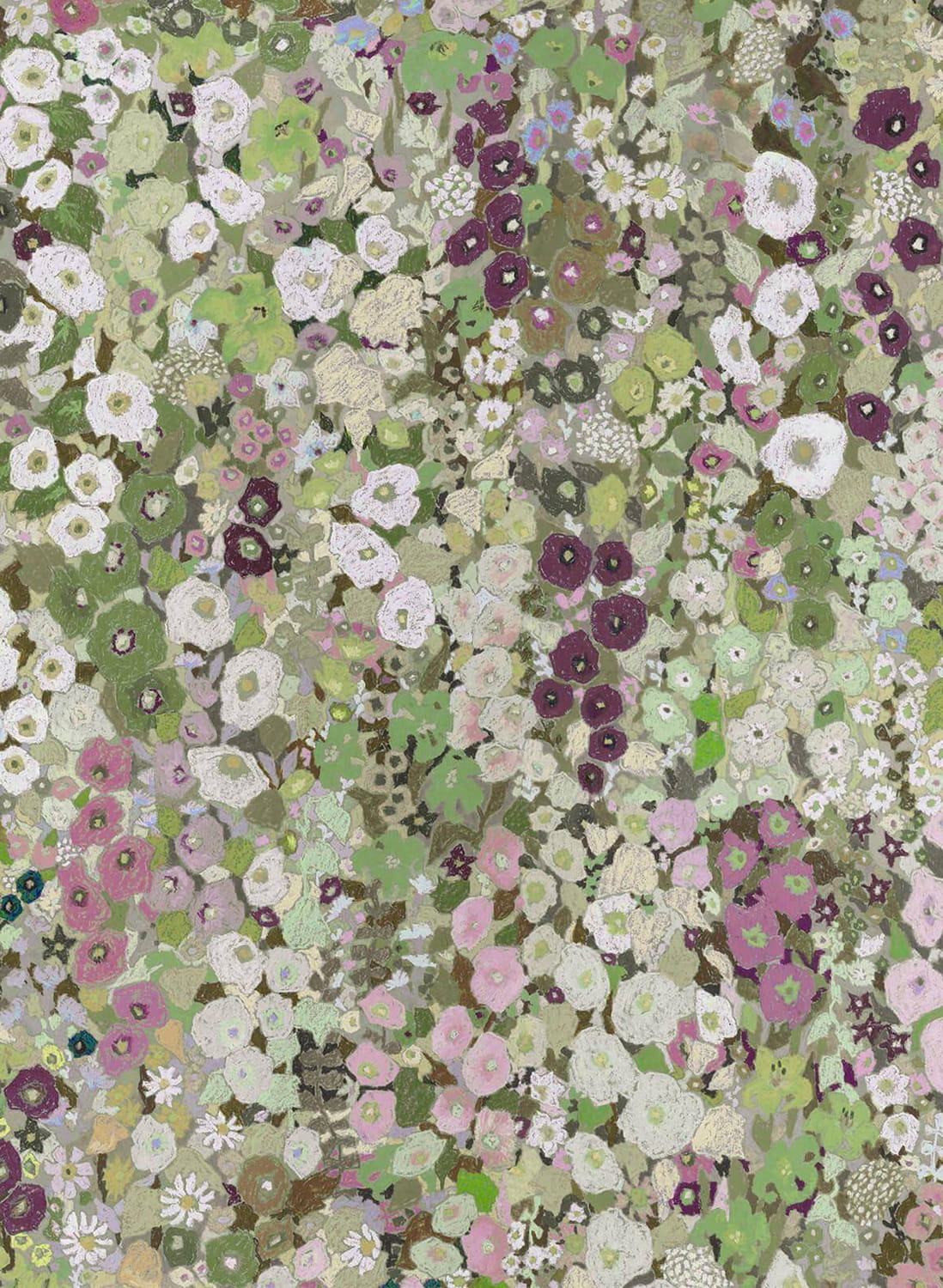 Wandbild Hollyhocks - Meadow