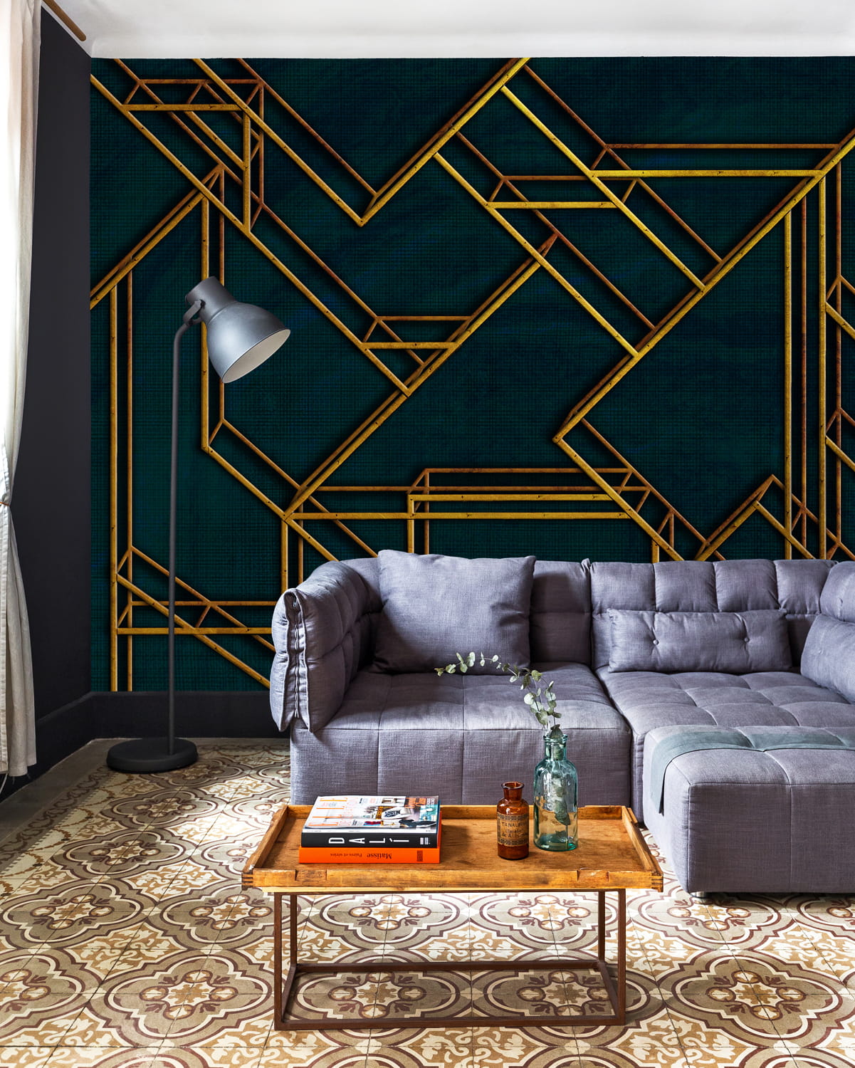 Wandbild L Geometric - Dark Blue