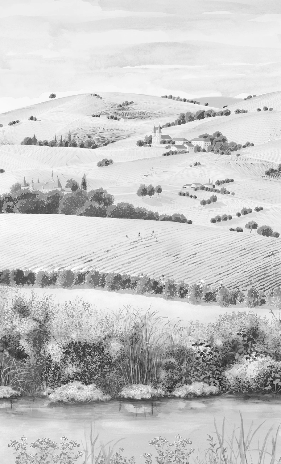 Wallpaper Vendanges - Gris Panel A