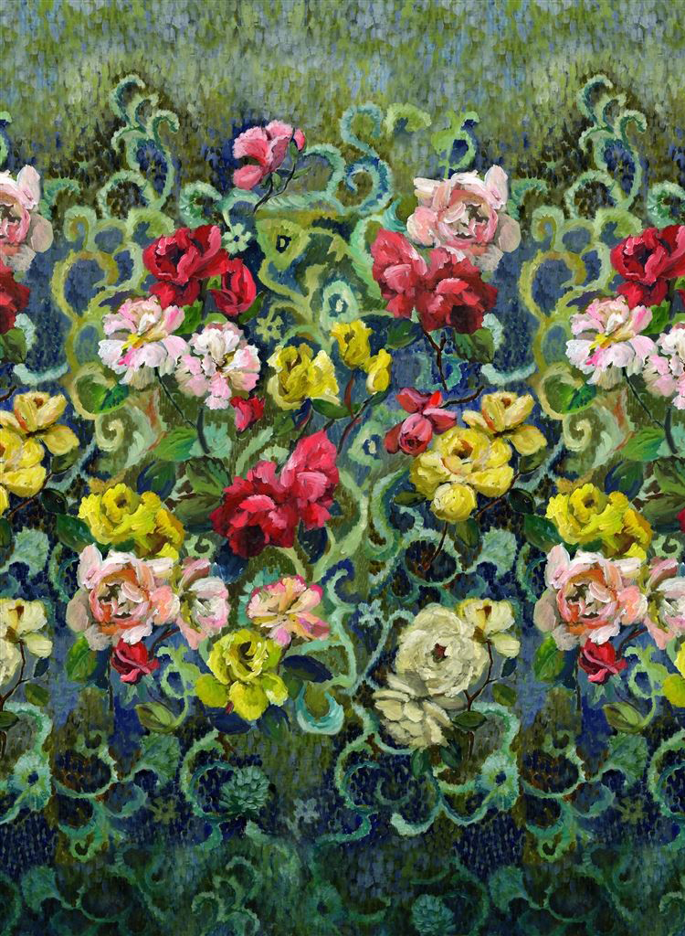 Tapete Tapestry Flower - Vintage Green