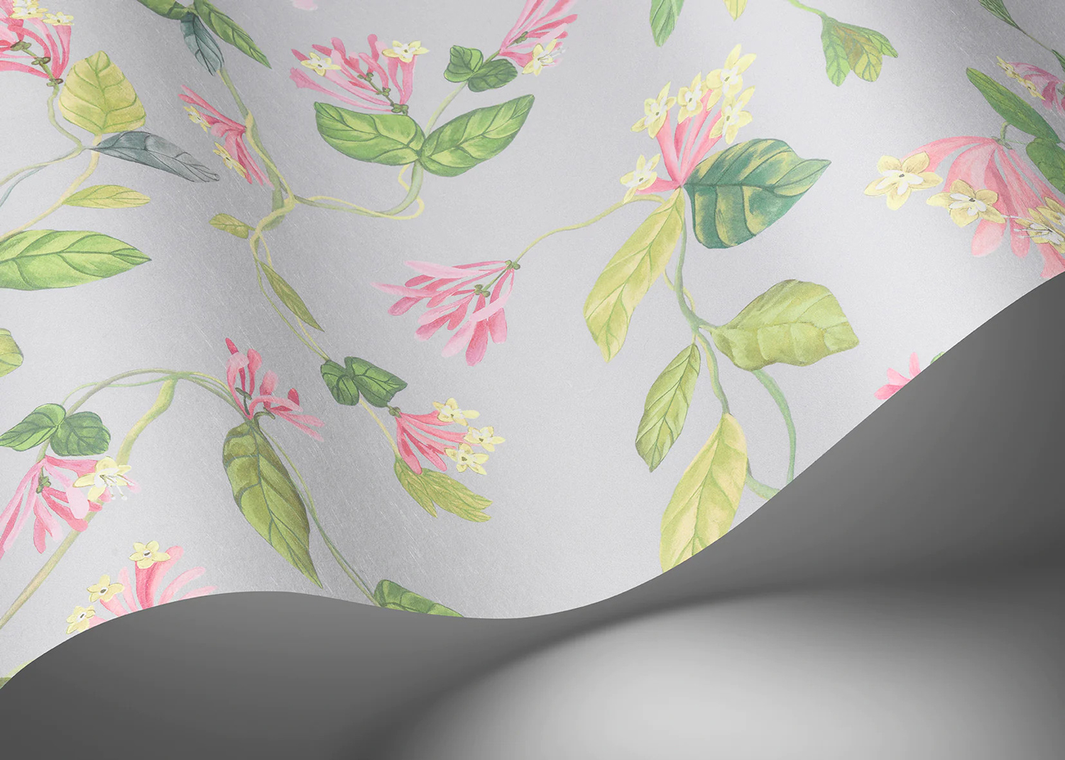 Tapete Flora - Rose/ Olive on Grey