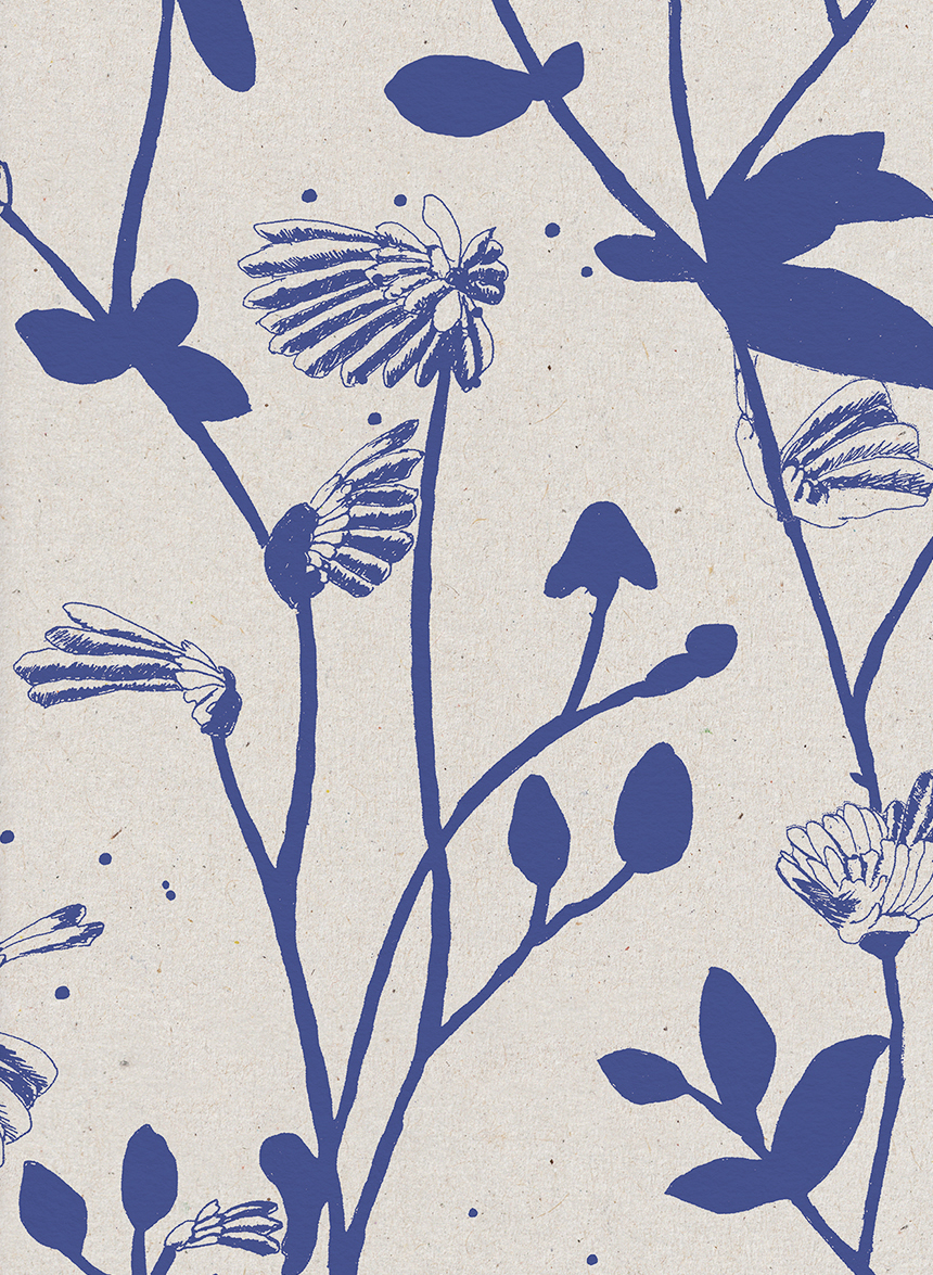 Tapete Feather Plant - Ultramarine