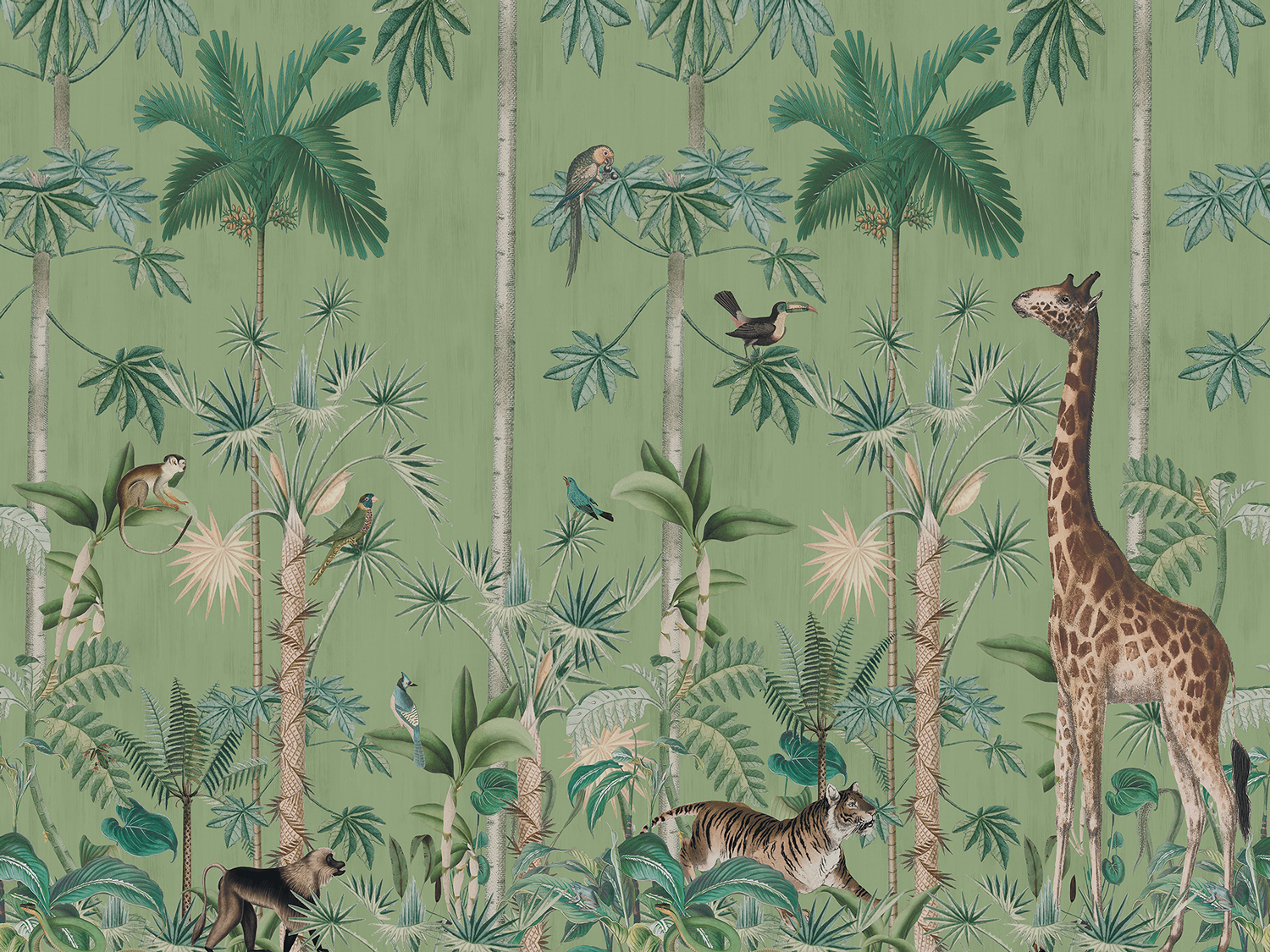 Wandbild Giraffes Stroll - Emerald