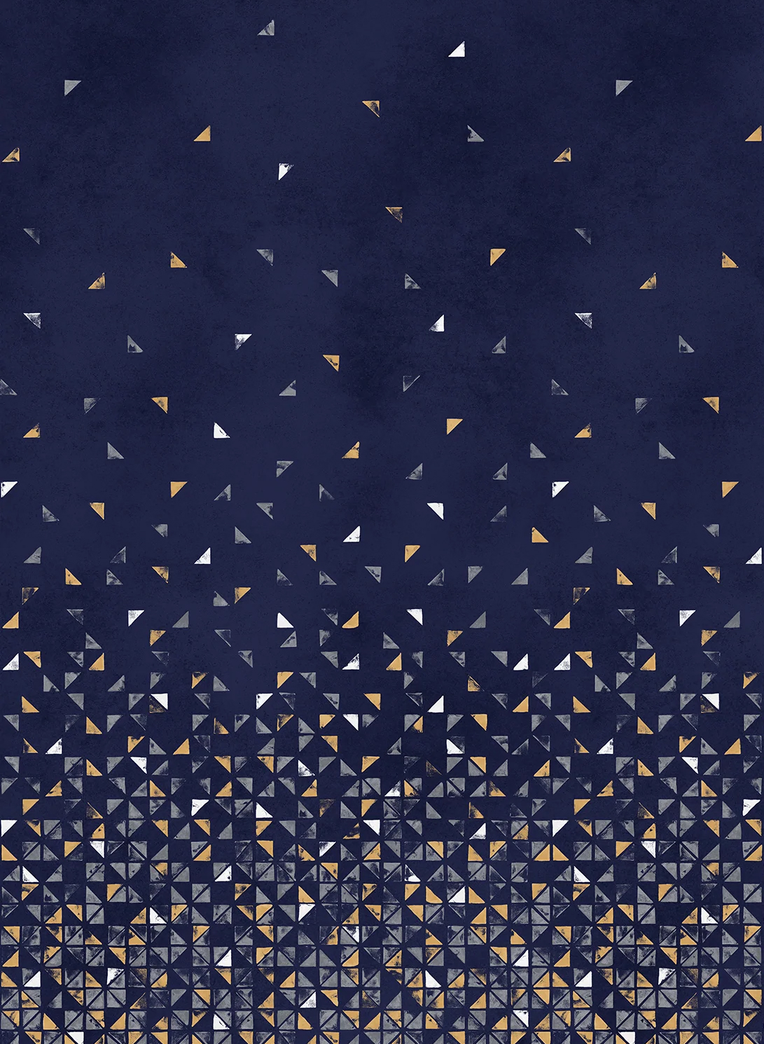 Papier peint panoramique Tangram Bleu Nuit - Panel A