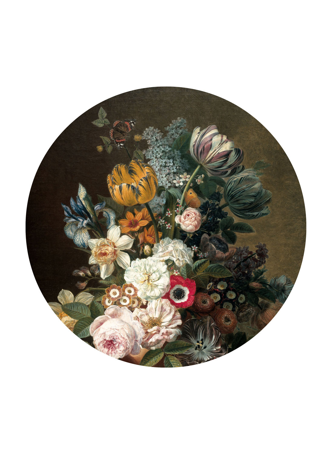 Carta da parati panoramica Golden Age Flowers 11 Circle - M - 1.9m
