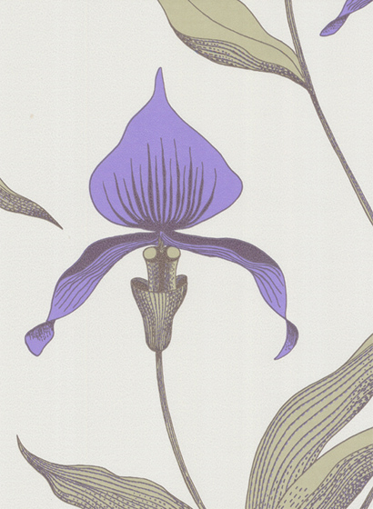 Tapete Orchid - Lilac & Old Olive on Eau du Nil