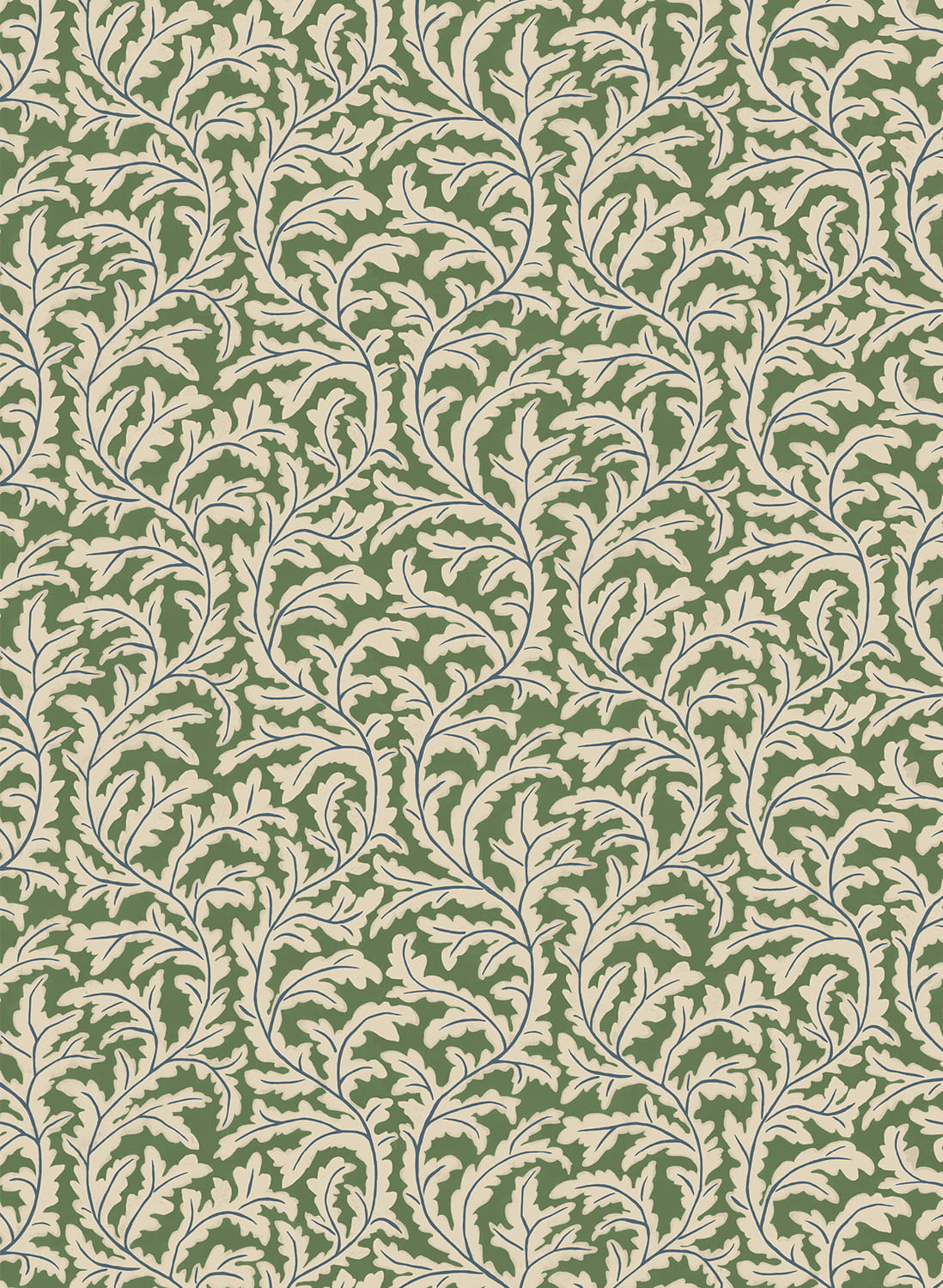 Tapete Frond Ogee - Brookes Green and Edge Sand