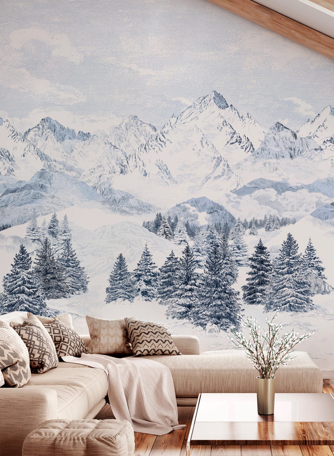Wandbild Les Cimes Bleu