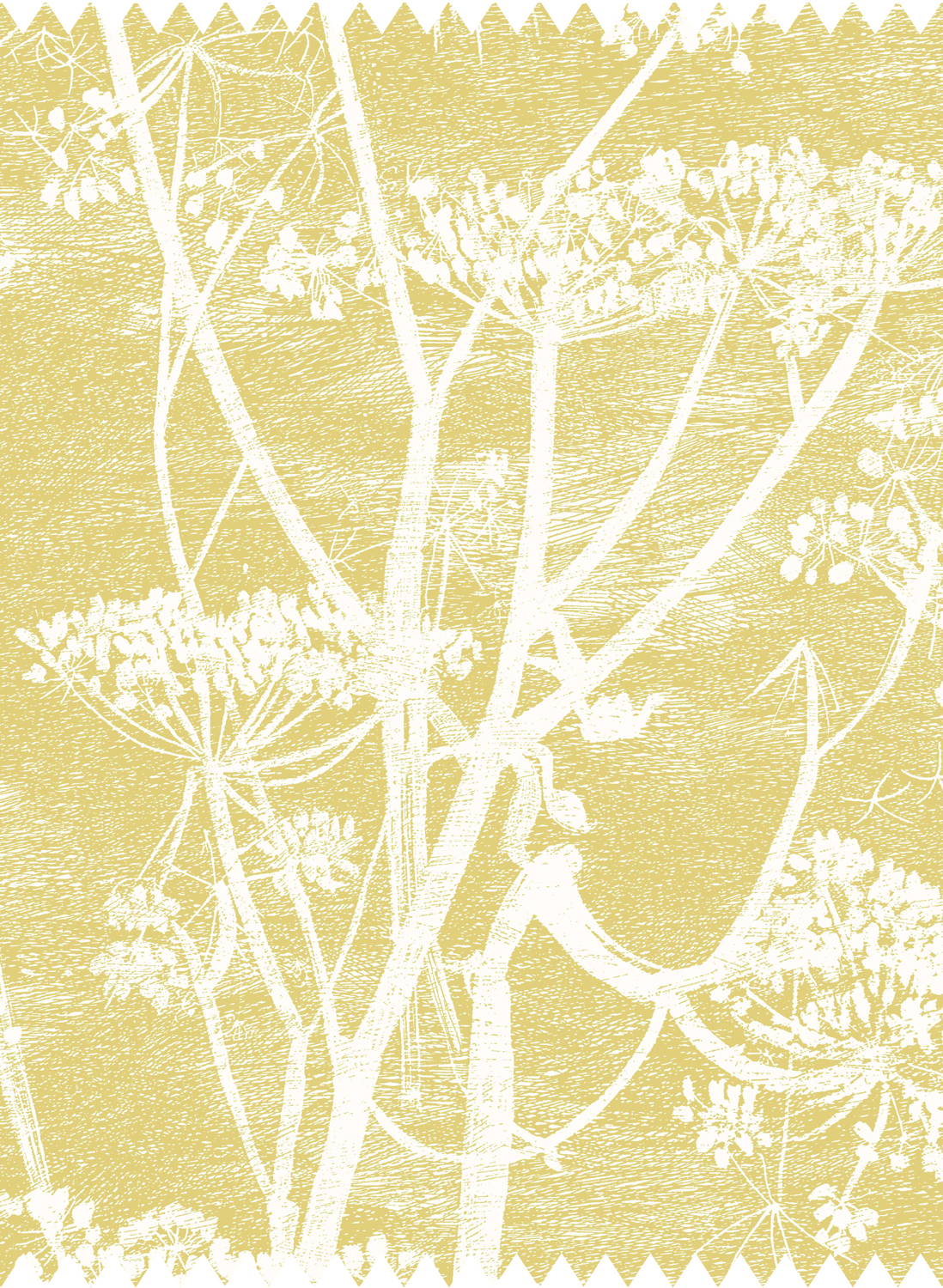 Stoff Cow Parsley Linen - White/ Chartreuse
