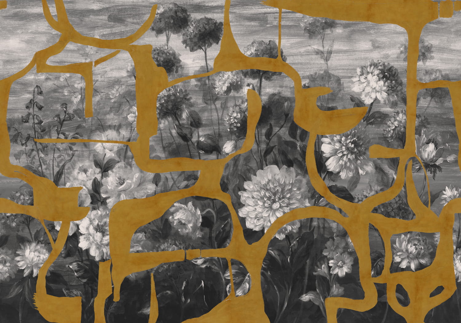 Wandbild Prehistoric Flowers - Ocher