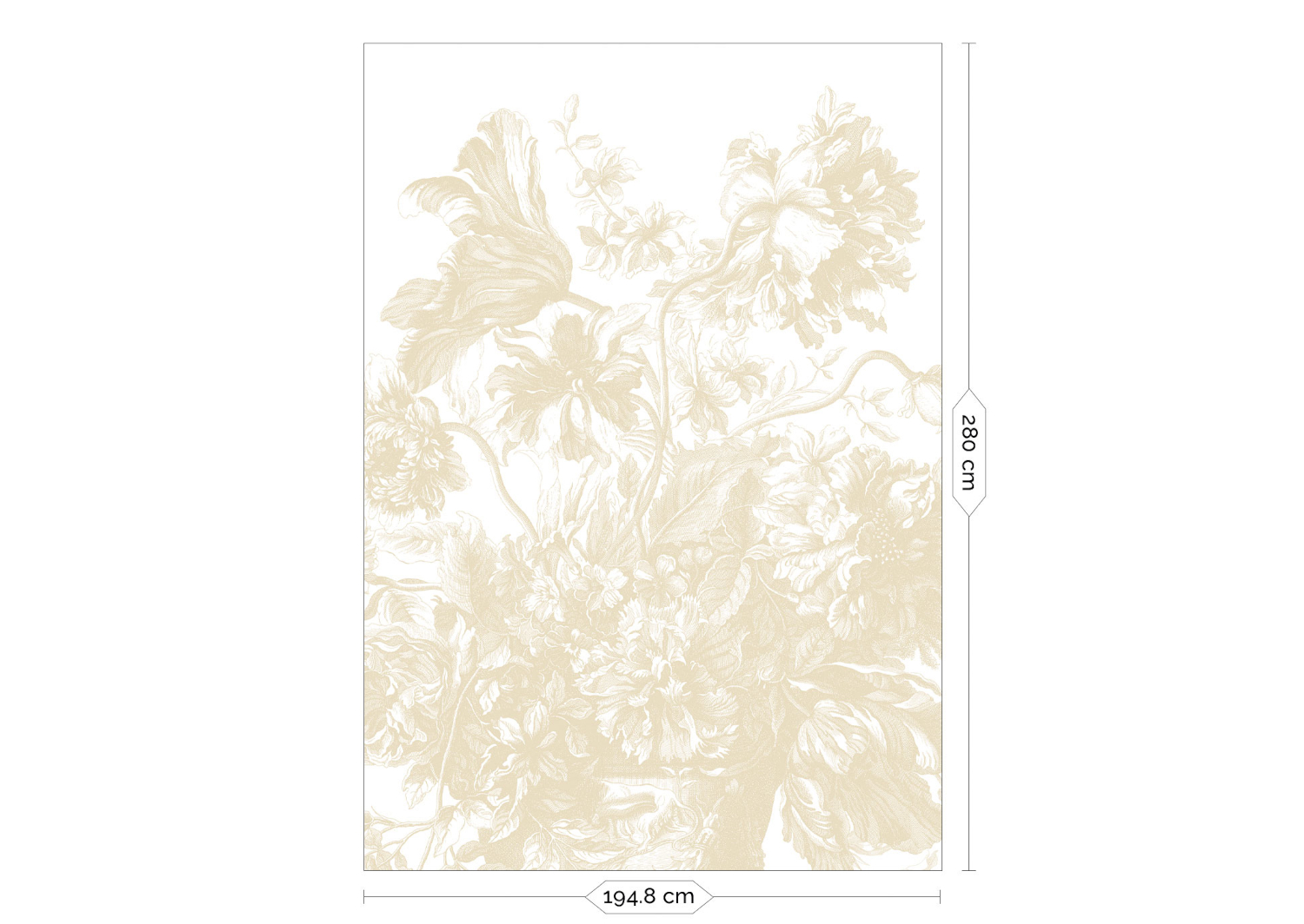 Wandbild Engraved Flowers Uyterlinde - Beige 195 cm