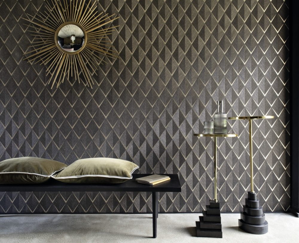 Tapete Sisal Losange - Noir/ Or