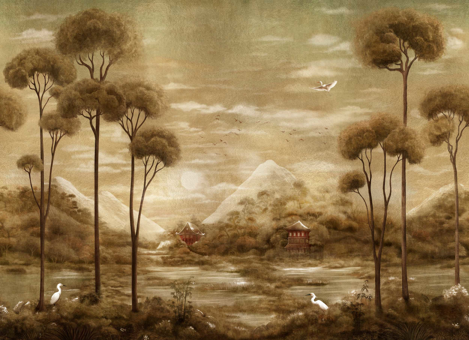 Wandbild Xi Hu Lake - Gold