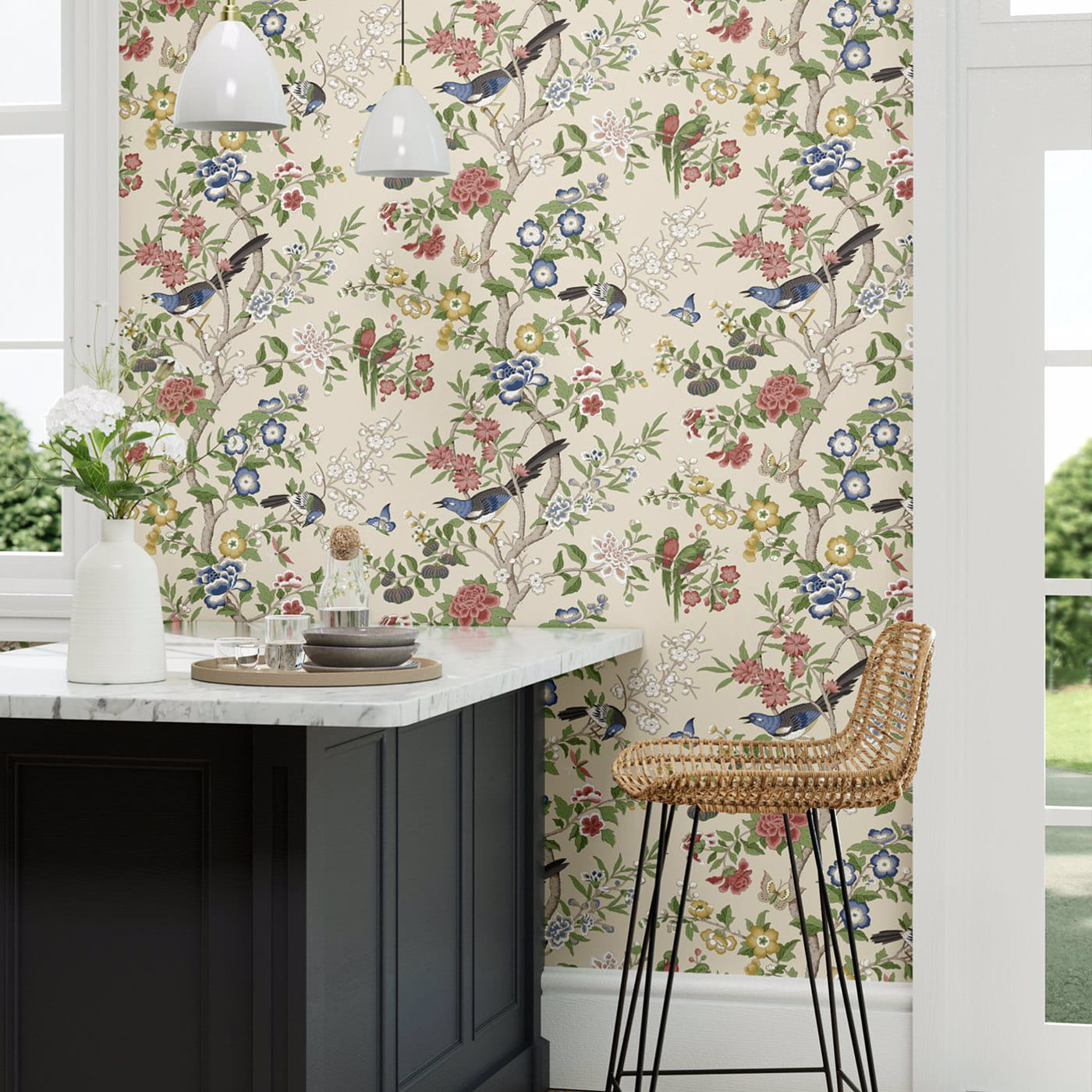 Tapete Chinoiserie Hall - Linen/ Chintz