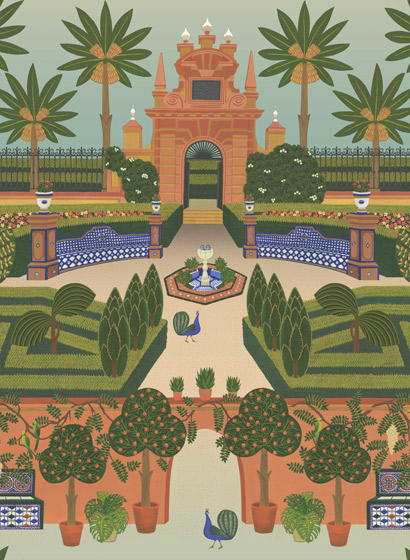 Tapete Alcazar Gardens - Terracotta/ Multi