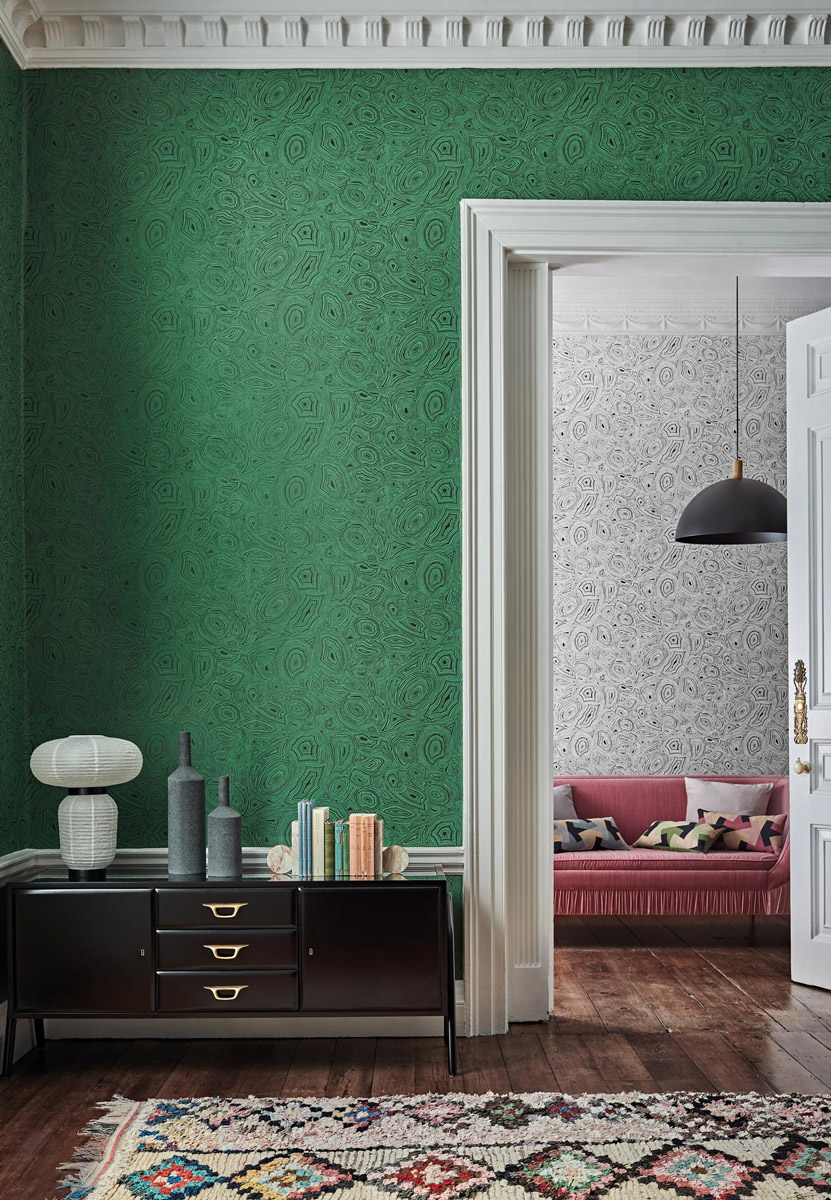 Tapete Malachite - Emerald and Black