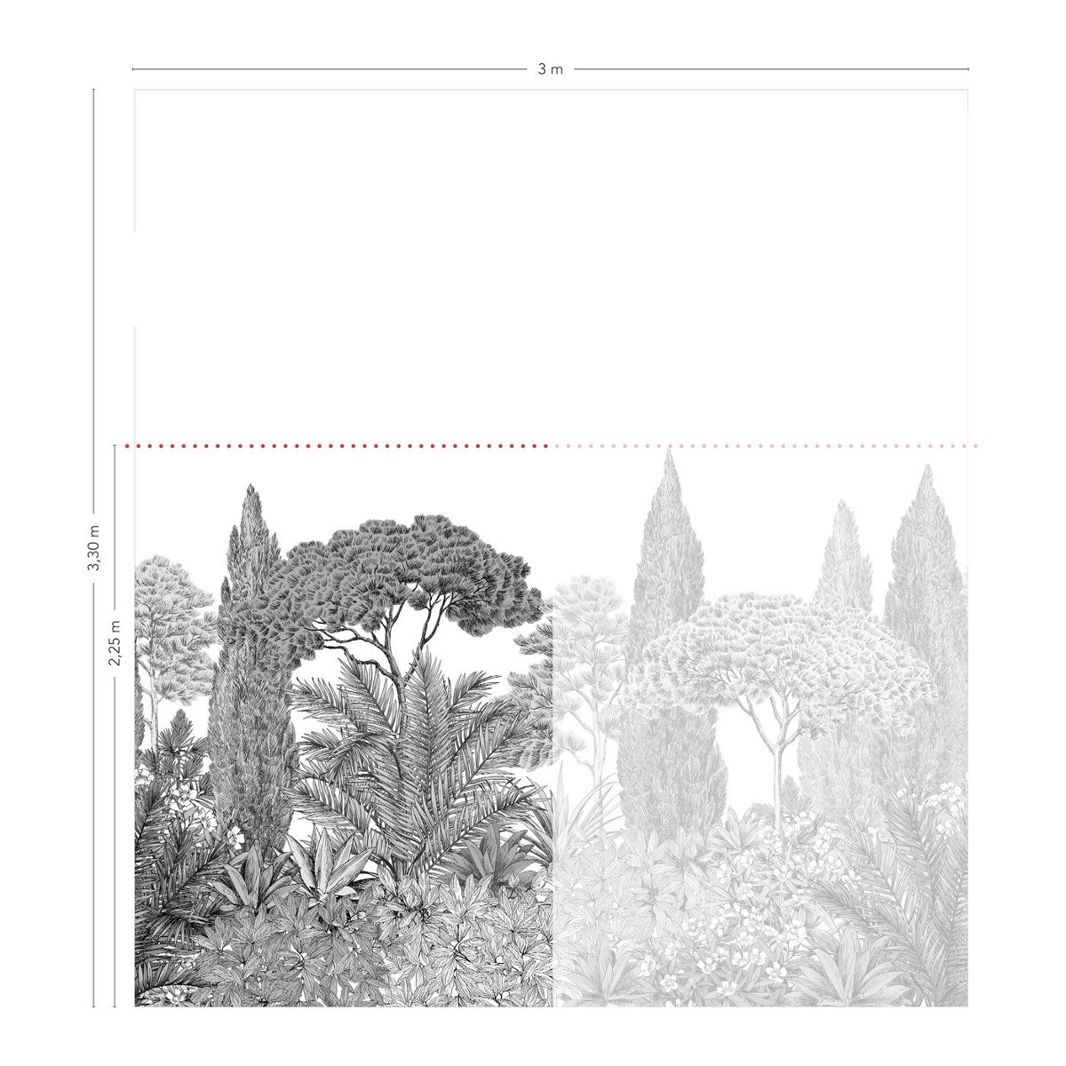 Wandbild Riviera Grisaille - Grisaille – Bahnen 1/2/3
