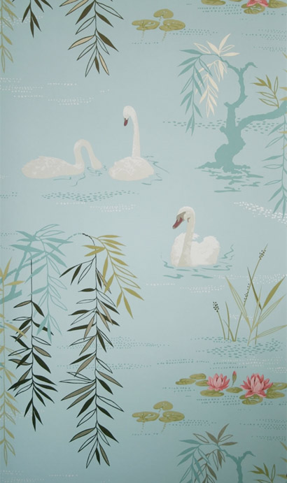 Tapete Swan Lake - Pale Blue