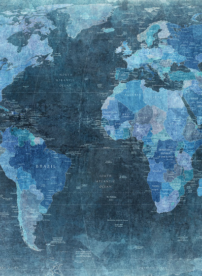 Wandbild World Map - Blue