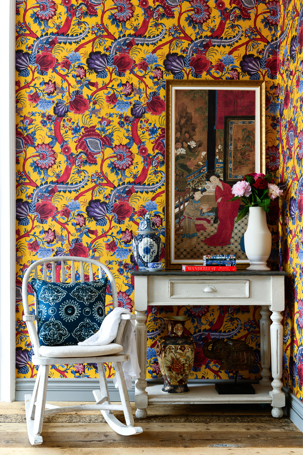 Tapete Chinese Paisley - Yellow/ Red/ Blue