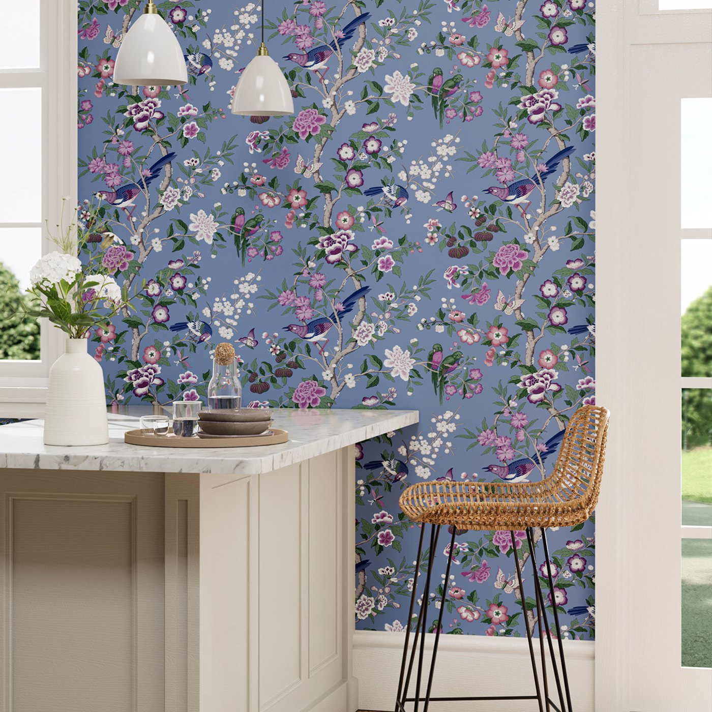 Tapete Chinoiserie Hall - Blueberry/ Purple