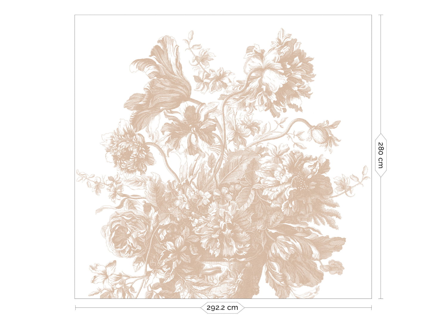 Wandbild Engraved Flowers Uyterlinde - Nude 292 cm