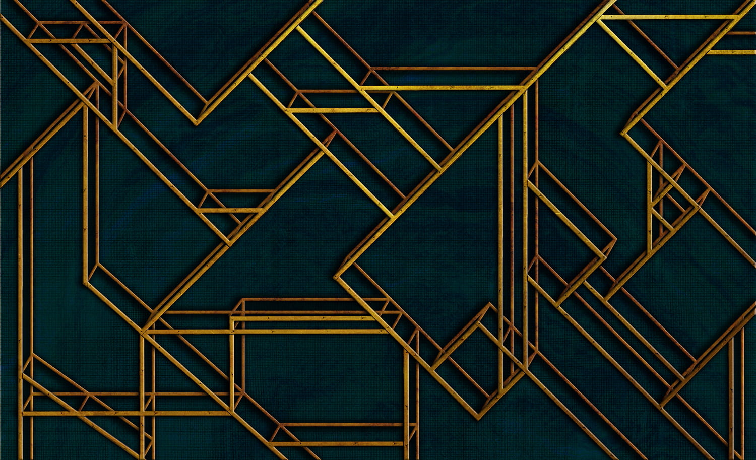 Wandbild L Geometric - Dark Blue