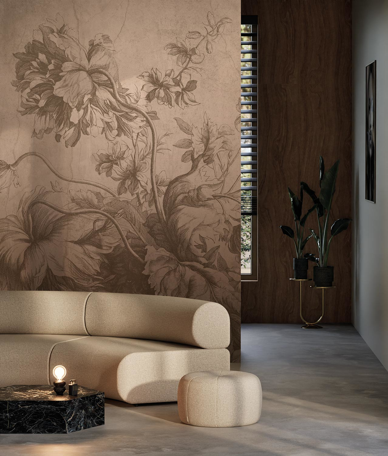Wandbild Gradient Flowers Uyterlinde - Nude 390 cm