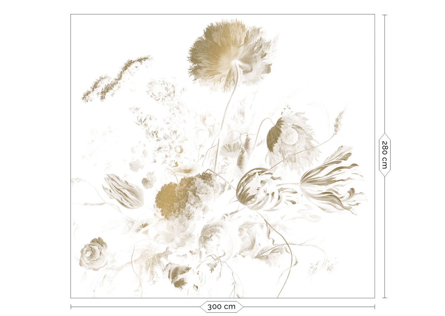 Wandbild Golden Age Flowers Gold 2 - L