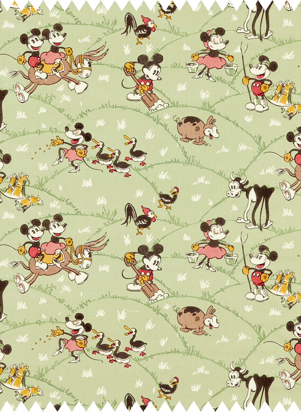 Stoff Mickey at the Farm - Macaron Green