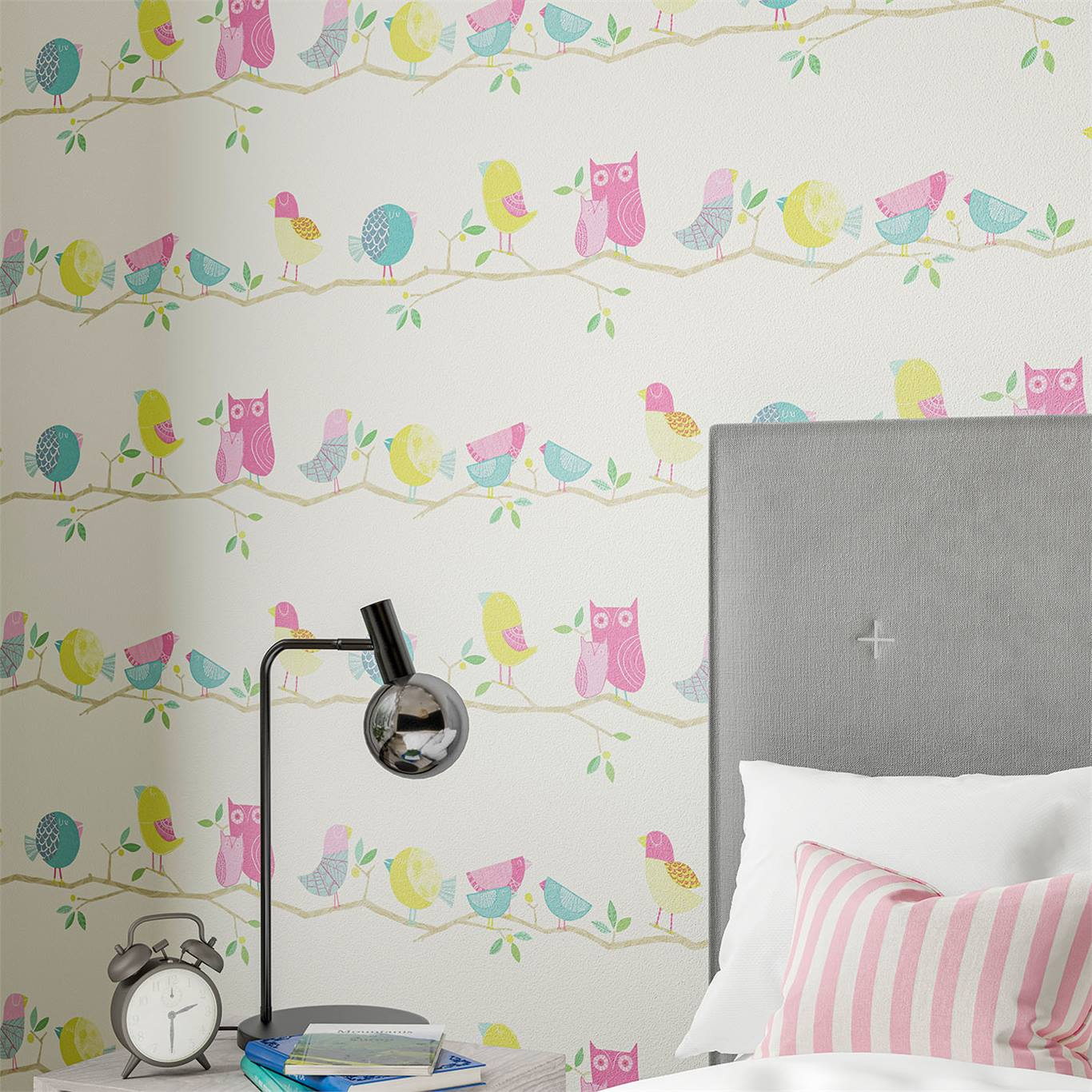 Tapete What A Hoot - Pink Aqua Apple