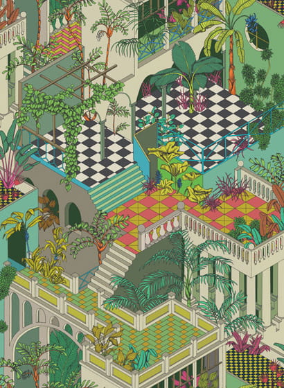 Tapete Miami - Green/ Coral