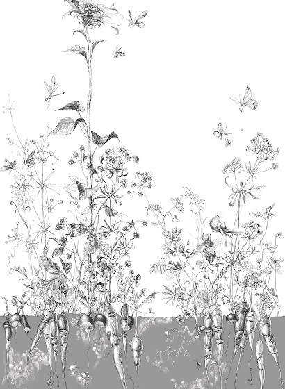 Tapete Lièvres/Fenouil/Tournesol - Gris - Tournesol Gauche - Gris