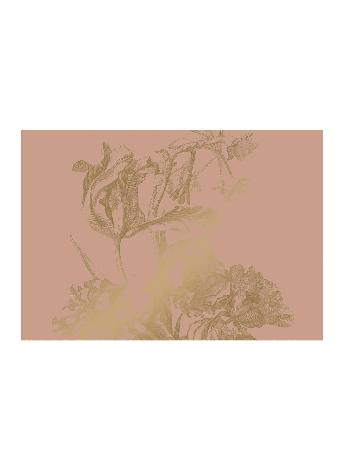 Wandbild Engraved Flowers Gold 4 - XL