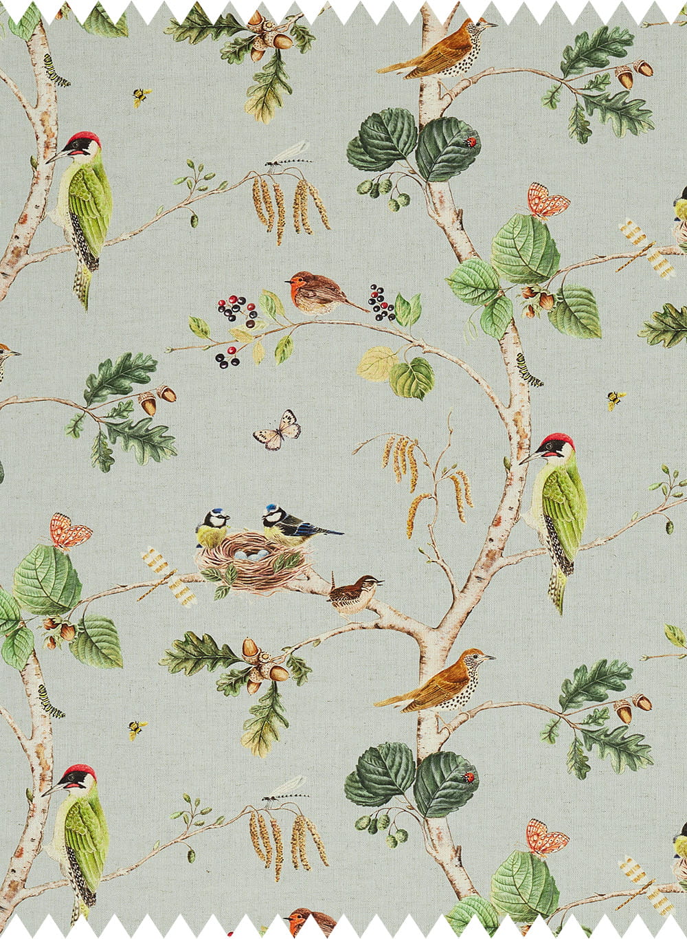 Stoff Woodland Chorus - Sky Blue/ Multi