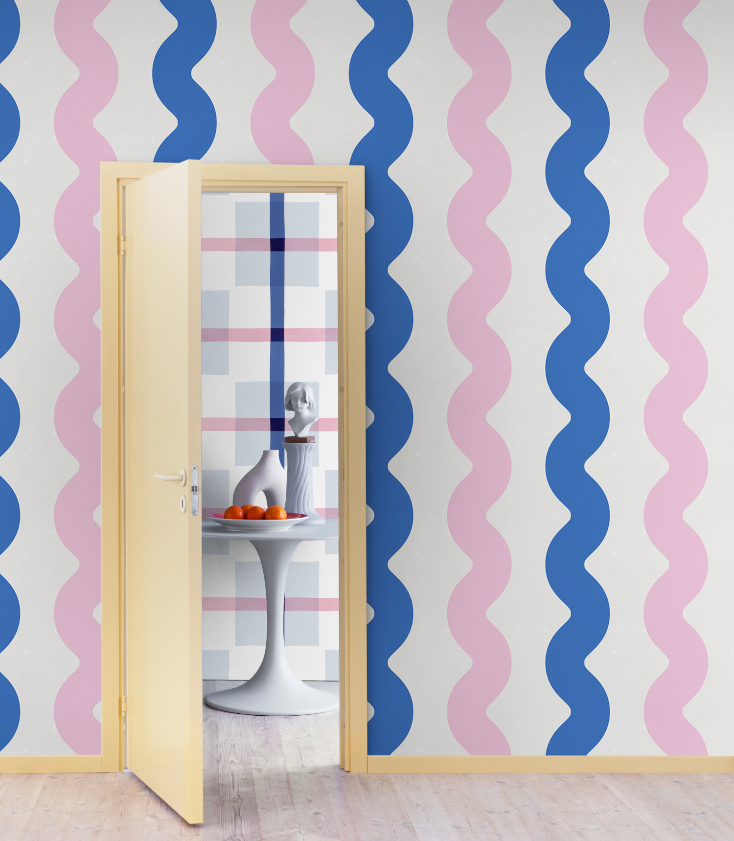Wandbild Wobbly - Blue/ Pink