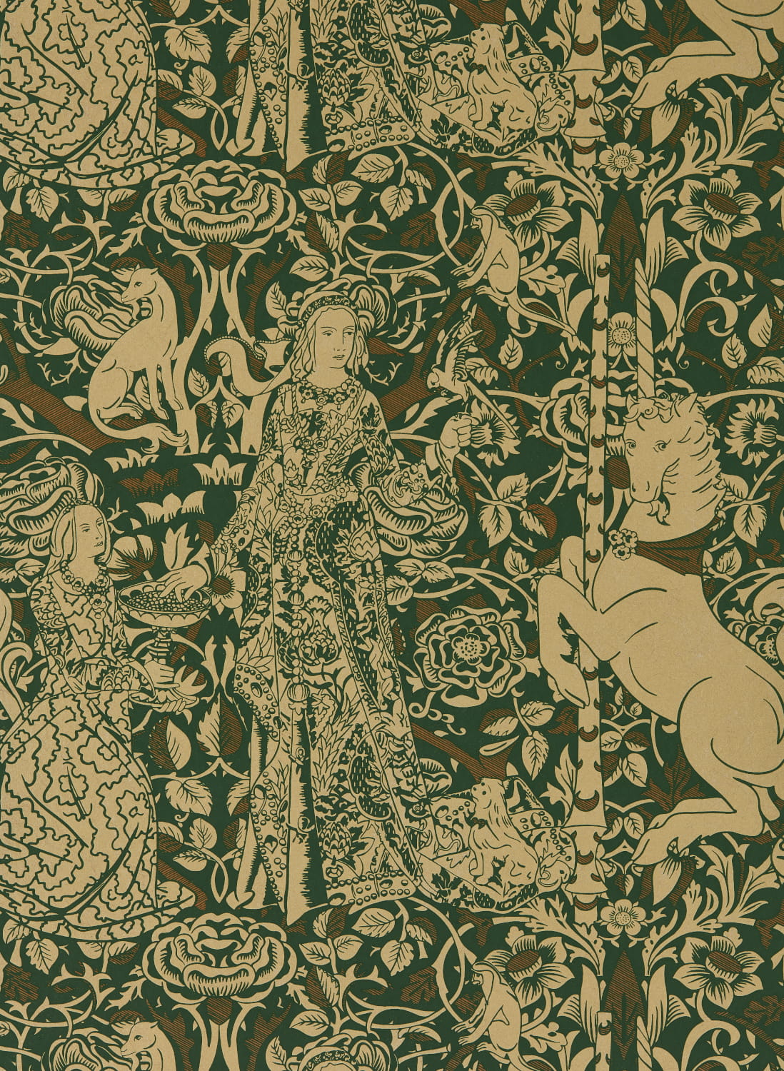 Tapete Aurelias Grail - Gobelin Green/ Bronze