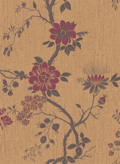 Tapete Camellia - Crimson/ Gold