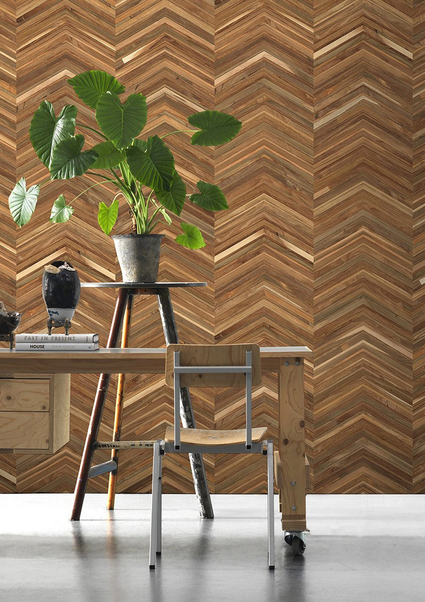 Tapete Timber Strips TIM-06 - Teak on Teak Chevron