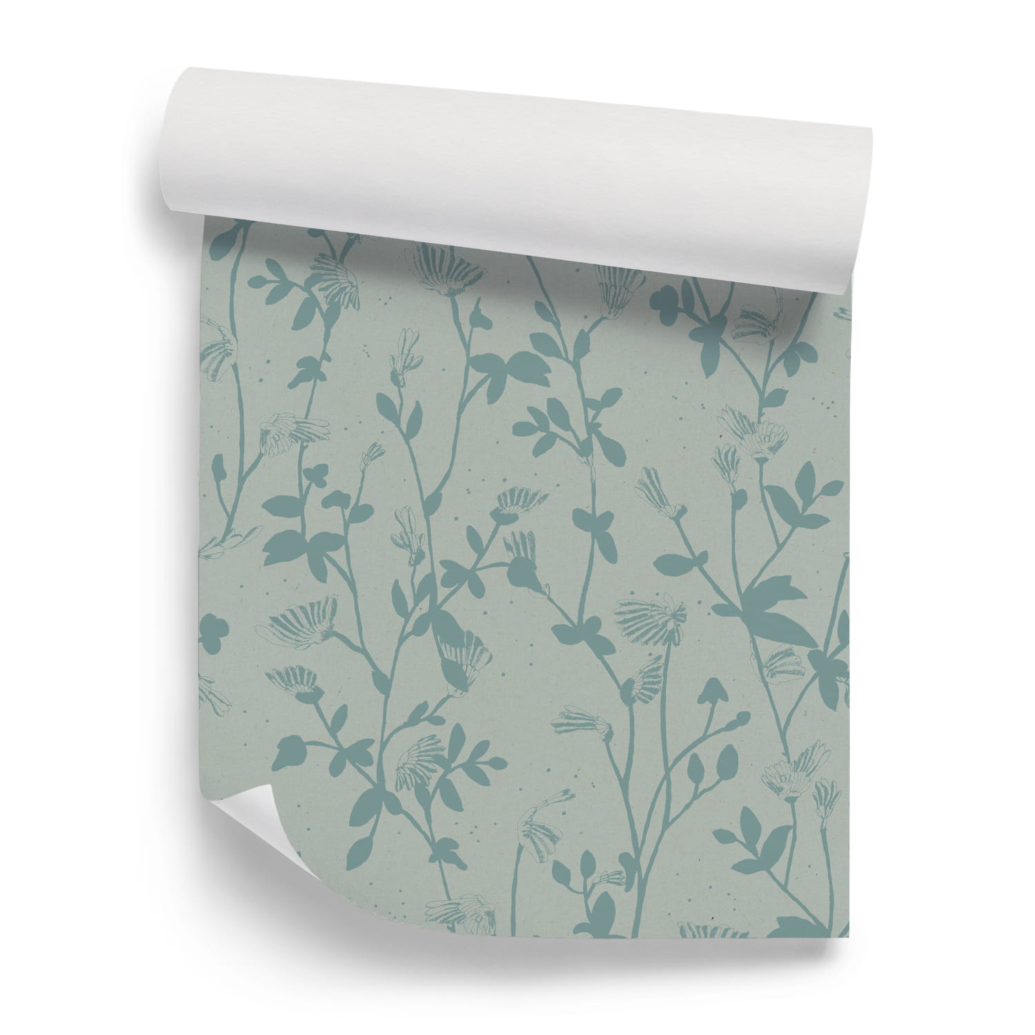 Tapete Feather Plant - Aquamarine
