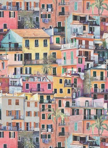 Tapete Portovenere - Terracotta/ Coral/ Aqua