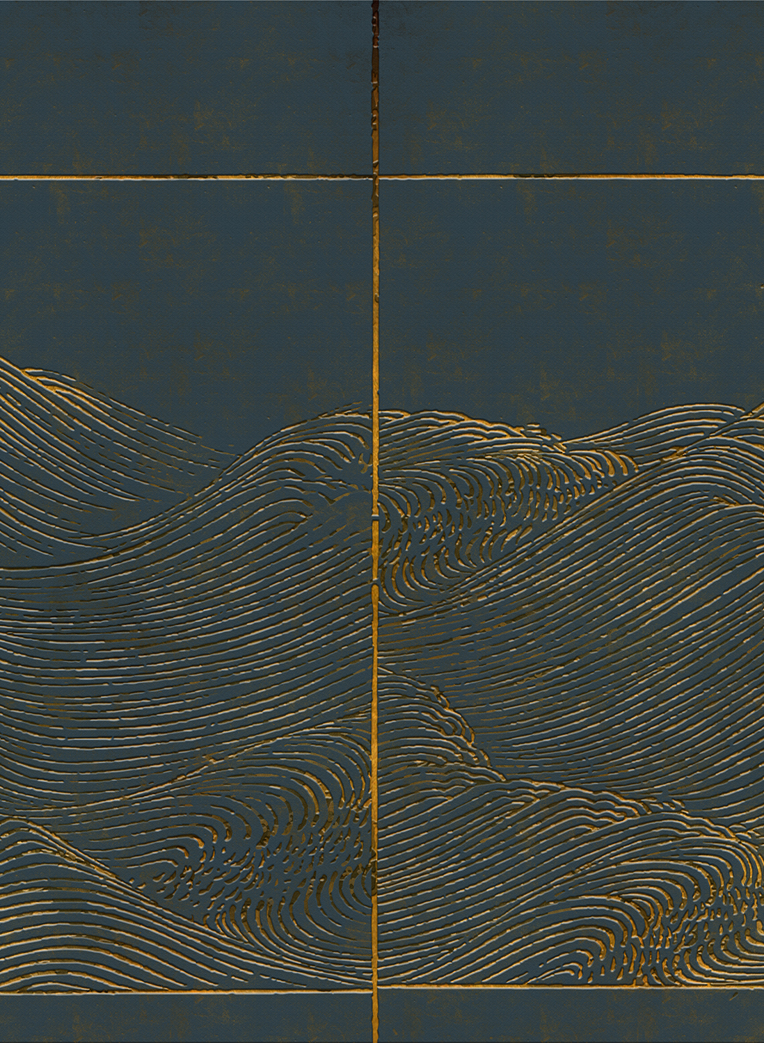 Wandbild Waves - Dark Blue