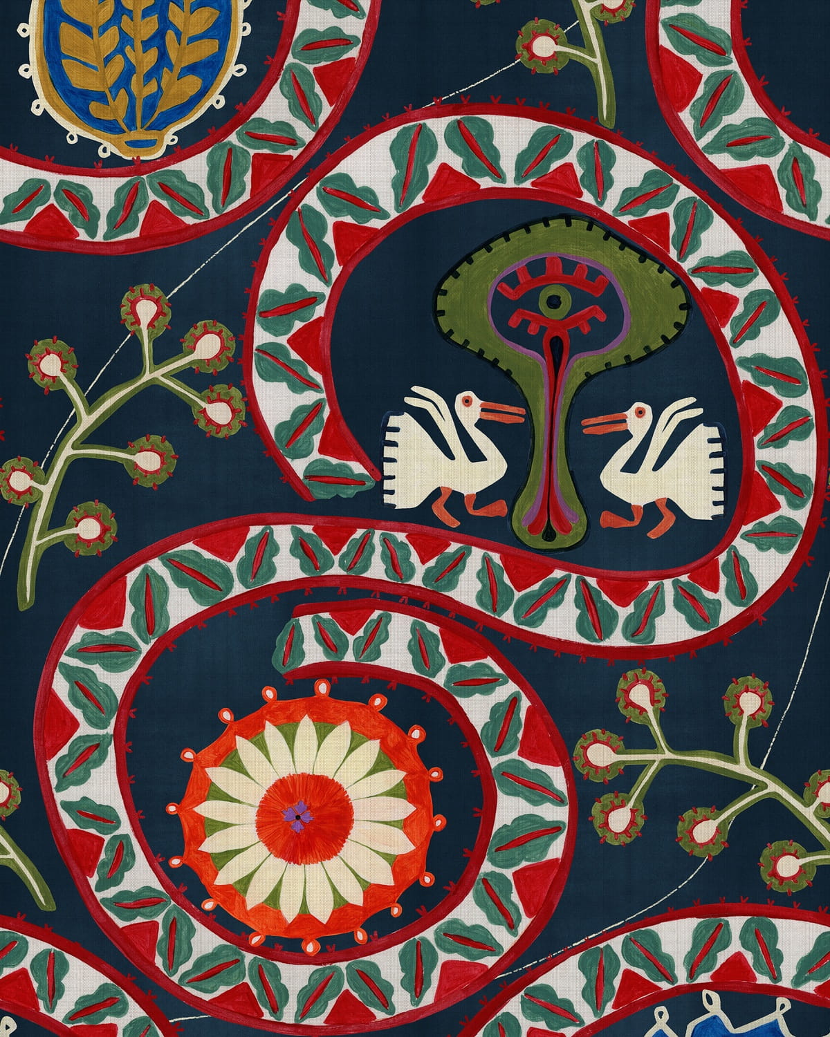Tapete Two Storks - Anthracite
