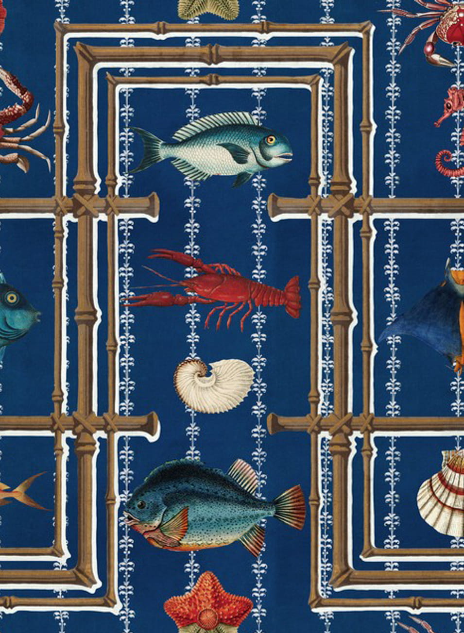 Tapete Underwater Life - Indigo/ Turquoise/ Red/ White