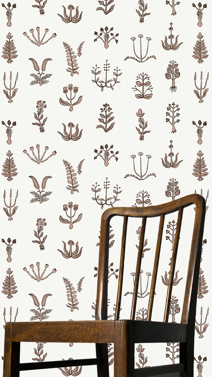 Tapete Floral Spot - Ham Pink/ Chimney/ Ceiling White