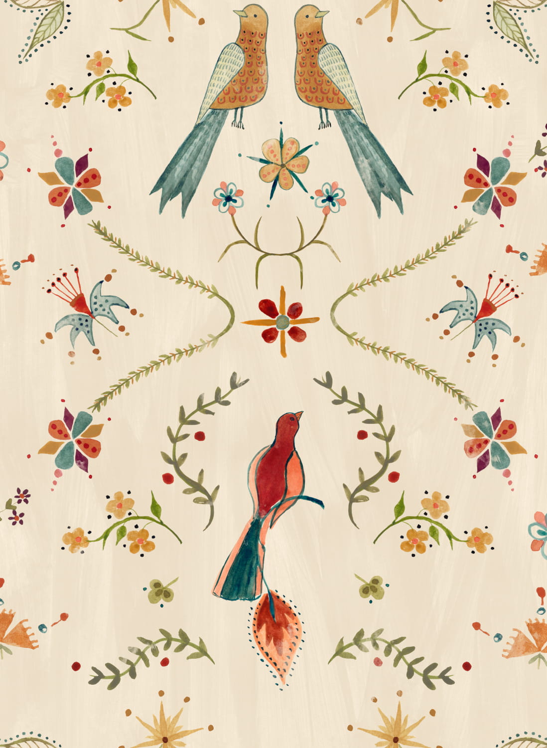 Tapete Metaphoric Birds - Fawn